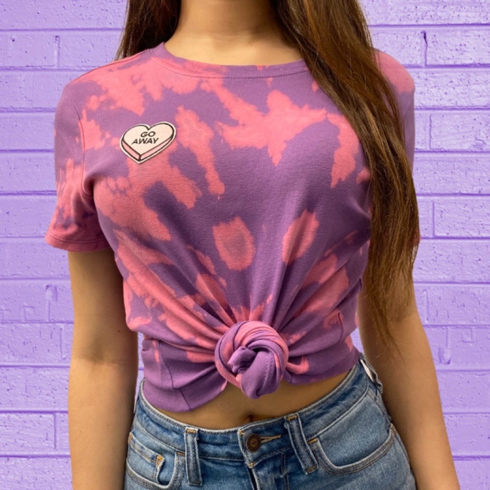 Chico's Purple & Pink Tie-Dye 'Go Away' Graphic Tee